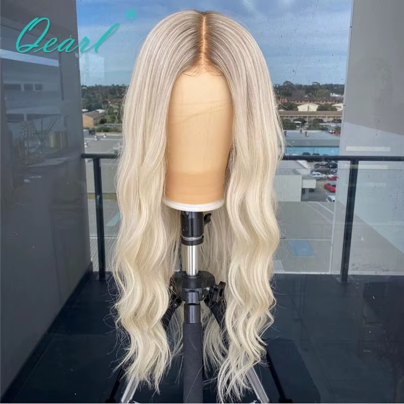 Platine-Perruque Full Lace Wig Brésilienne Naturelle, Cheveux Blonds Agaçants, Transparent HD, Nmini