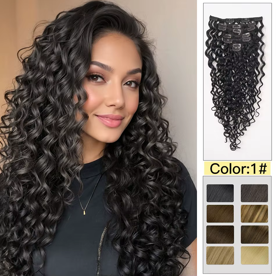 Yelo pince bouclée dans les Extensions de cheveux vrais cheveux humains humides et ondulés 100% brés