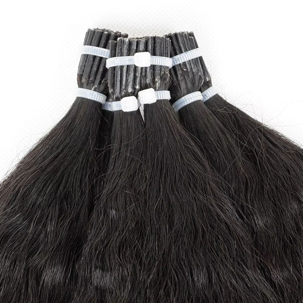 KerBrian Bonds-Extensions de Cheveux Crépus Lisses, Cheveux Humains Remy, Micro Lien avec Perles Gra