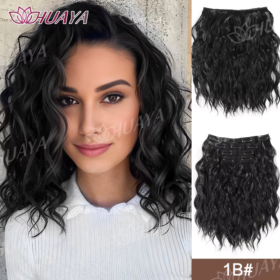 Perruques synthétiques à clipser pour femmes, style BB, lot de quatre, extensions de cheveux courts 