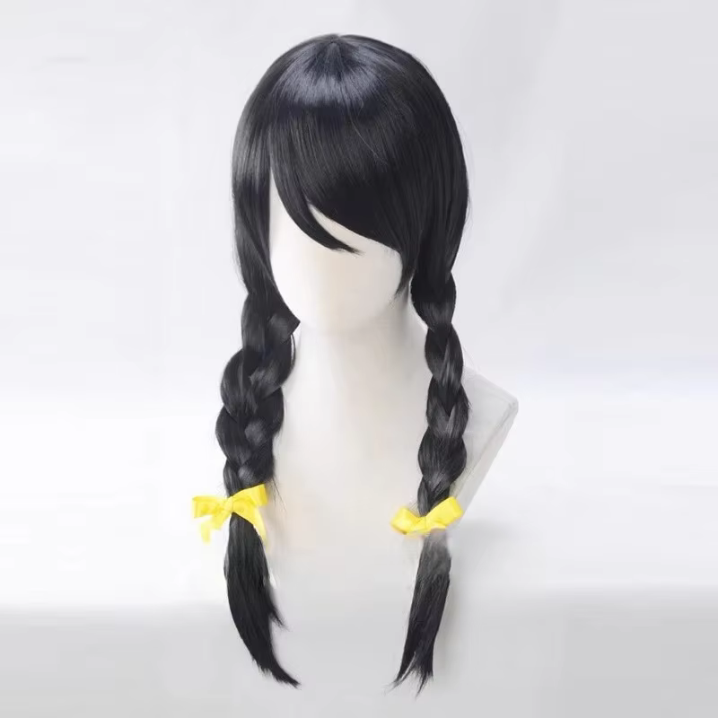 Perruque Bakemonogatari Hagihara Tsubasa, tresses noires, perruque résistante à la chaleur pour pers