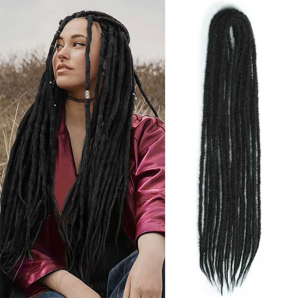 Extensions de dreadlock synthétiques à Double extrémité de 24 pouces, faux dreads blond brunâtre, Re
