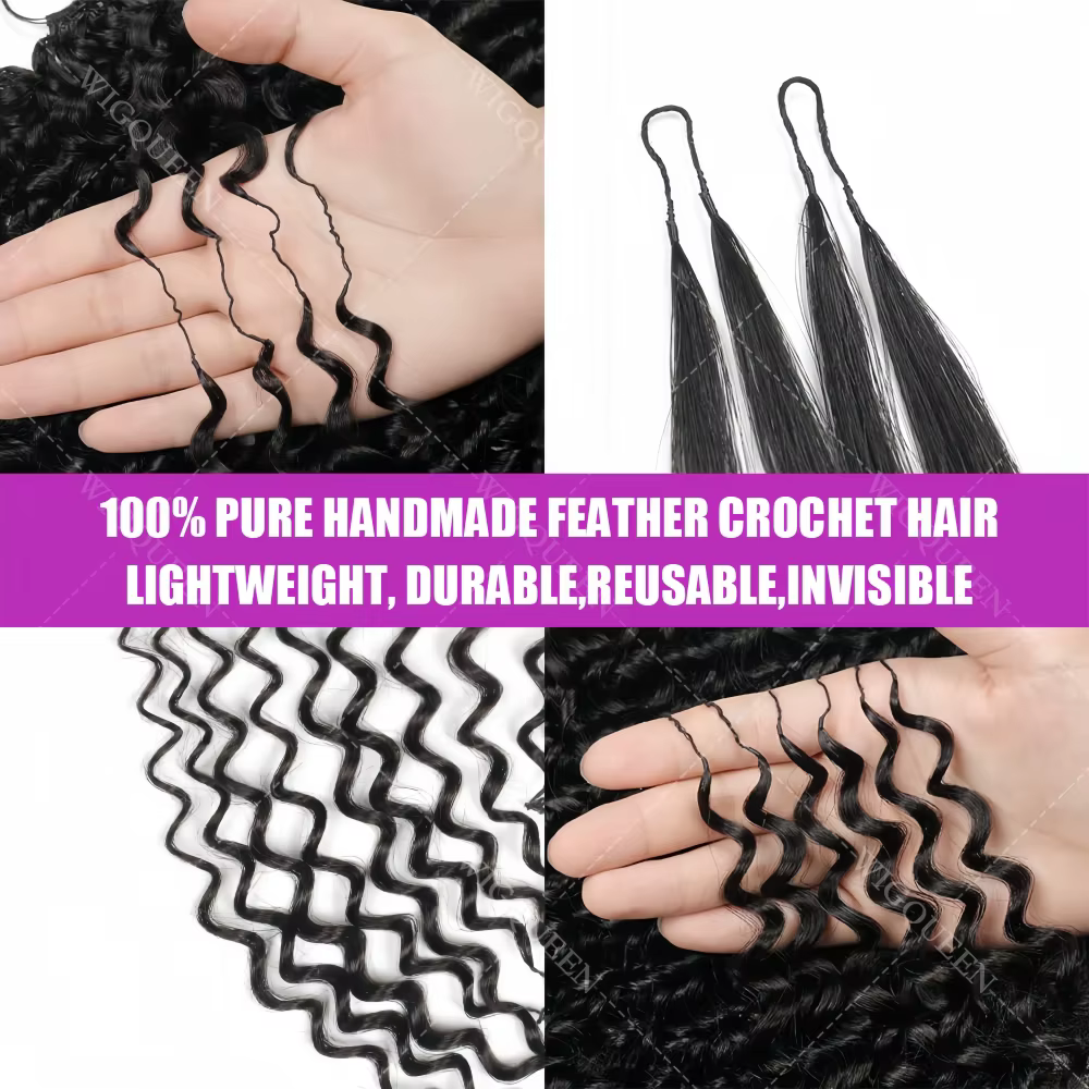 Cheveux 100% humains # 4 extensions de cheveux en crochet ondulés pré-séparés sans nœuds, couleur ma