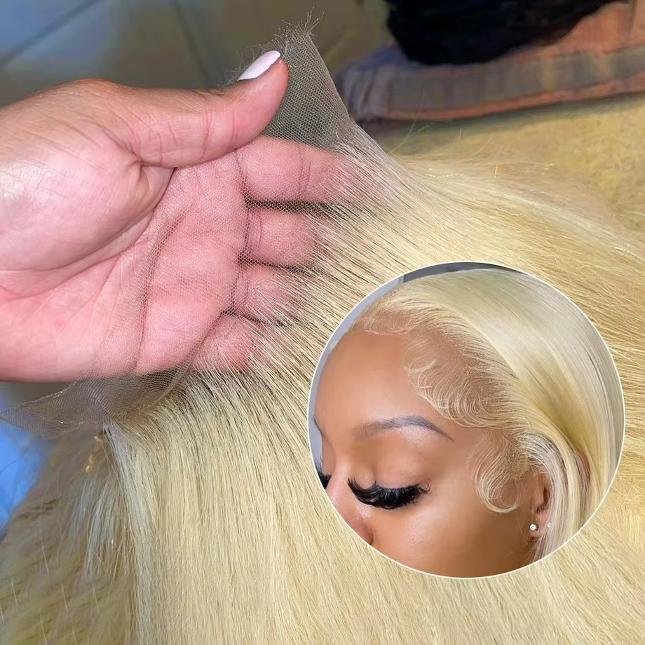 Sophia-Perruque Lace Front Wig Naturelle Cheveux Lisses, Blond, 13x6 HD, 30 Pouces, 613 de Densité