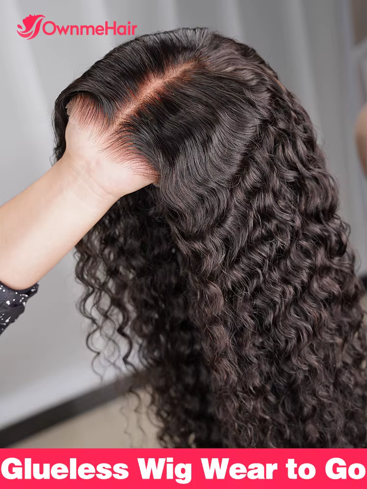 Perruque Lace Frontal Wig naturelle 4x4, cheveux naturels, sans colle, Deep Wave, 13x4, prêtes à por