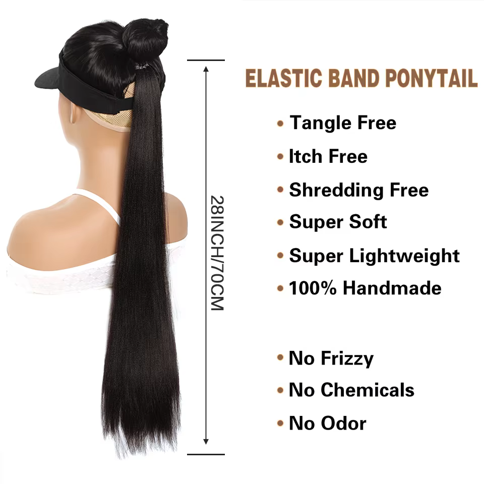 Queue de cheval droite synthétique de 28 pouces avec Extensions de cheveux élastiques à la mode pour