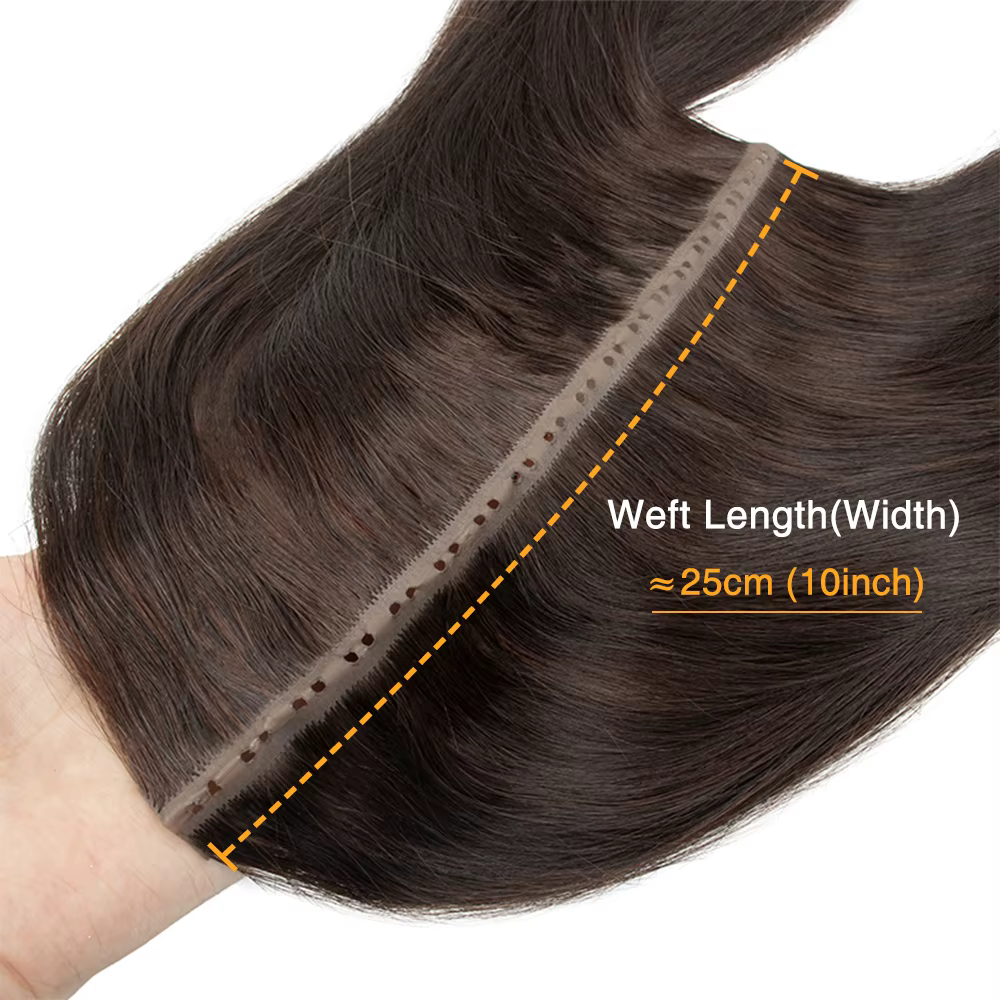 Extensions de cheveux naturels Butterfly Weft, invisibles, en PU plat avec trous, double languette,