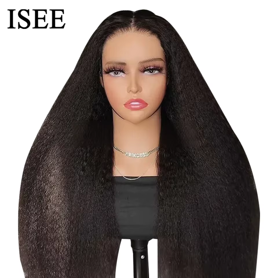 Wear Go – perruques brésiliennes sans colle ISEE, cheveux crépus lisses, 7x5 HD, 100%, pre-plucked,