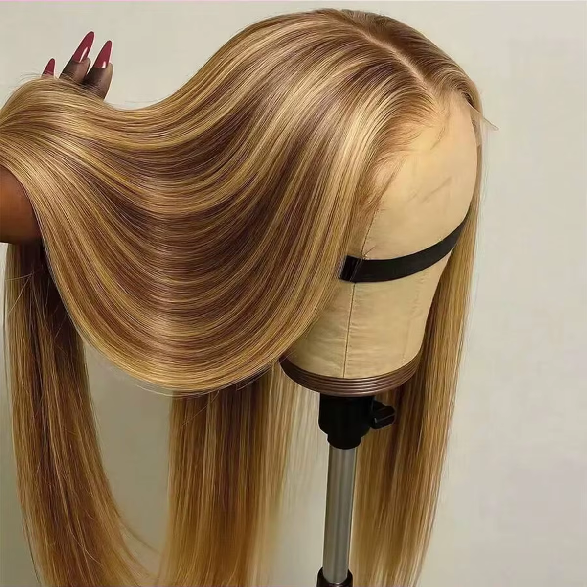 180% P4/27 Ombre brun mettre en évidence droite perruque de cheveux humains 100% cheveux humains 13x