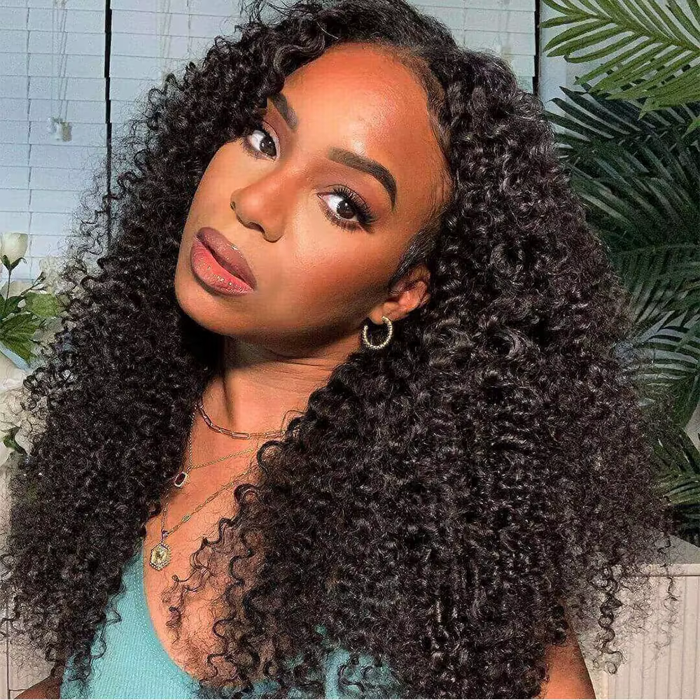 Perruque en U en cheveux humains, sans partie à laisser en extérieur, améliorée, bouclée, pour femme