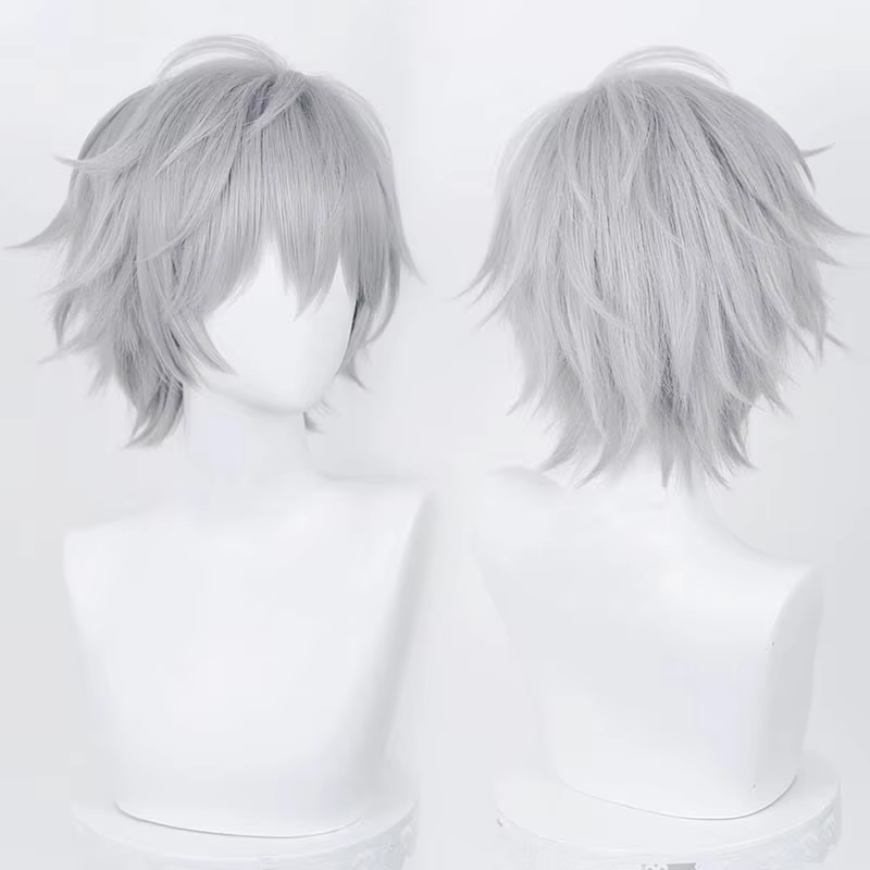 Kaworu Stationary isa Cosplay Perruque, Anime OligShort, Violet, Gris Argent, Degré de Chaleur, Chev