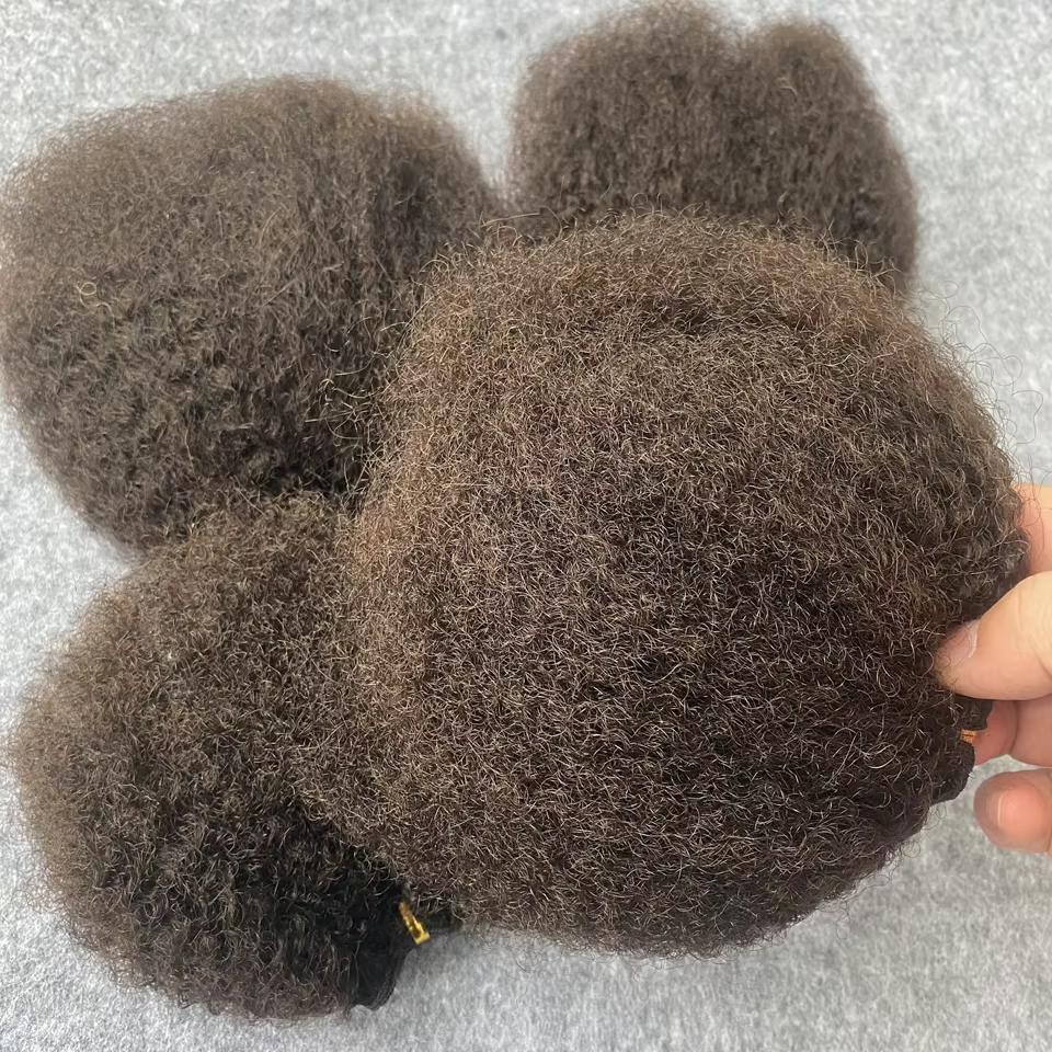 Tissage de cheveux humains bruts moelleux, Extensions de cheveux Afro crépus bouclés, Double tirage,