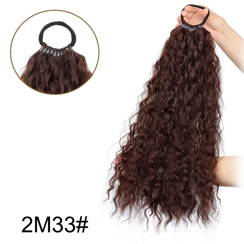 Extension capillaire synthétique longue bouclée de 18 pouces, postiche moelleuse en queue de cheval