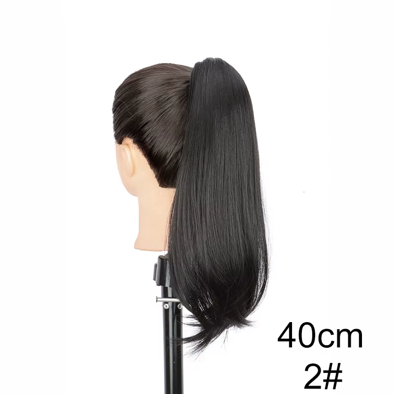 Synthétique 40 cm/50 cm pince à griffes Micro bouclés en Extension de queue de cheval longue droite 