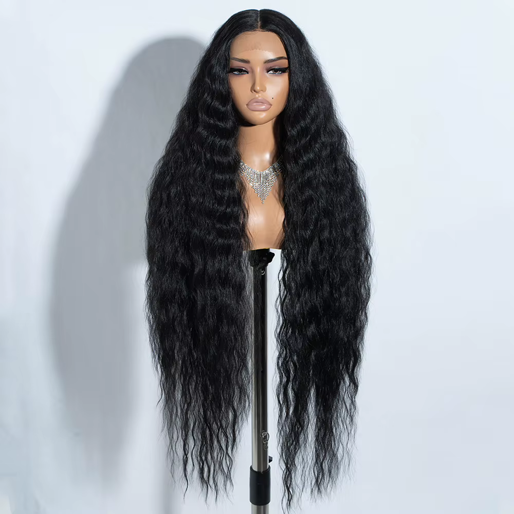 Perruques de Cosplay synthétiques en dentelle pour femmes noires cheveux longs bouclés 42 pouces Cos