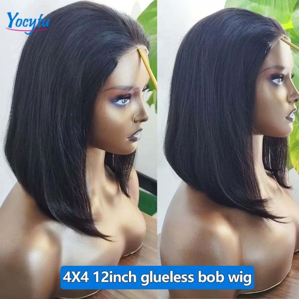 Bob sans colle perruque cheveux humains prêt à porter courte Bob perruque dentelle avant perruques d