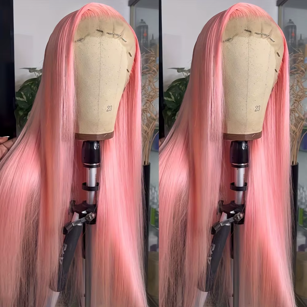 30 36 pouces 13x4 rose dentelle avant perruque cheveux humains 13x6 droite Hd dentelle frontale perr