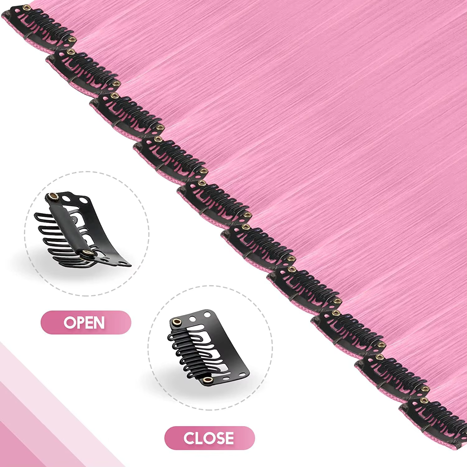 Extensions de cheveux synthétiques longues à clips, 22 pouces, 6/12 pièces, Extensions de cheveux ro