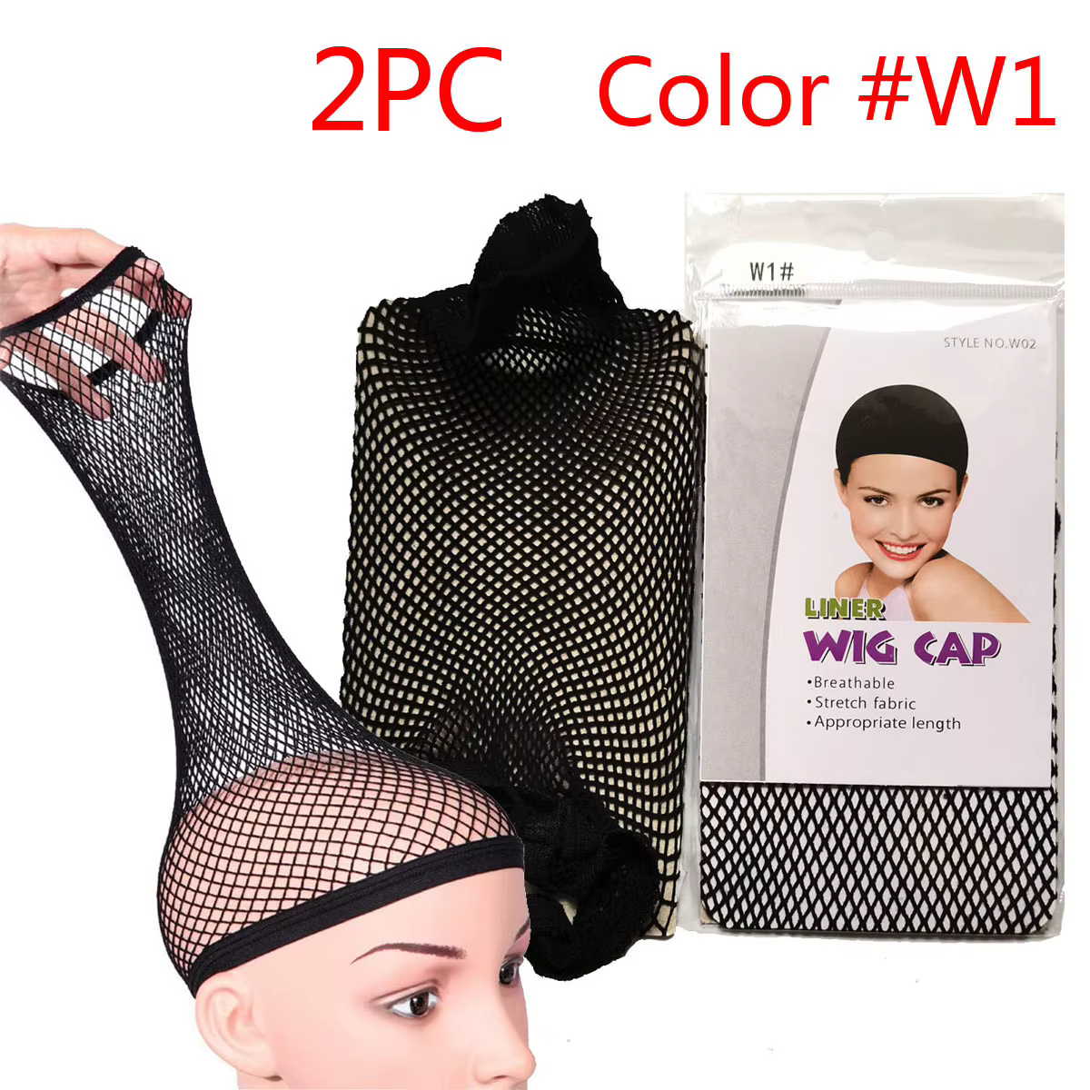 Filets à cheveux supérieurs pour femmes, 2 pièces, bonnets de perruque à extrémité ouverte/fermée, b