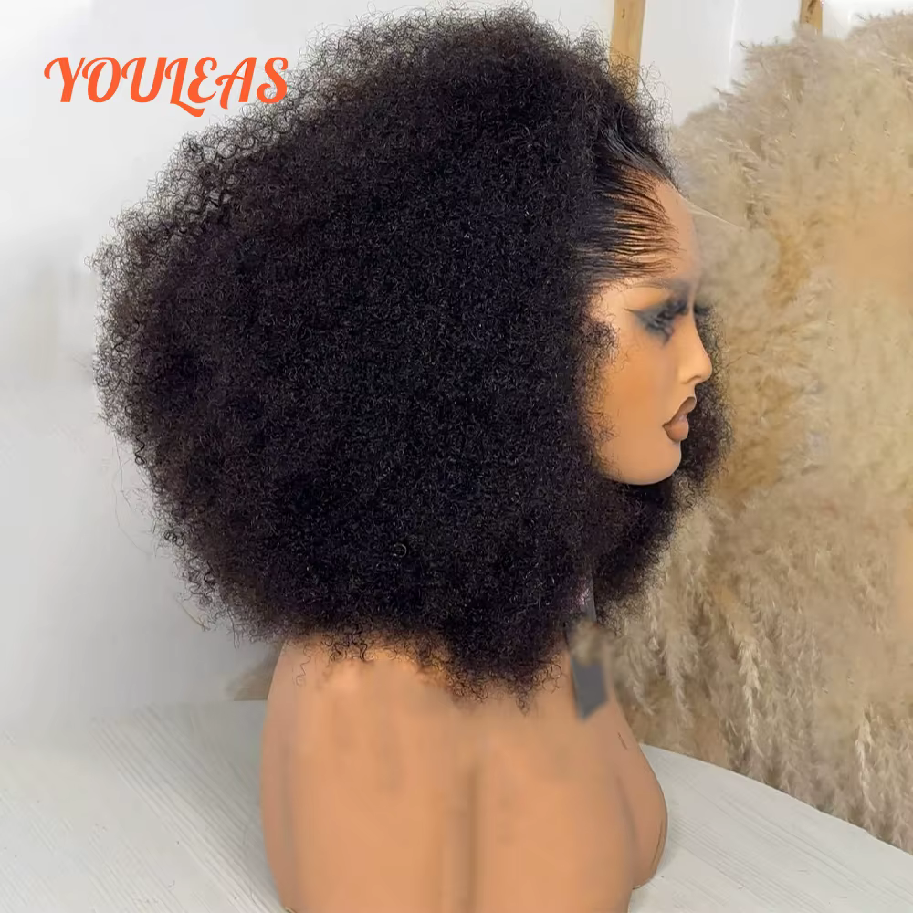 Lagos délié Afro crépus bouclés perruques perruques de cheveux humains court Bob perruques 13x4 dent