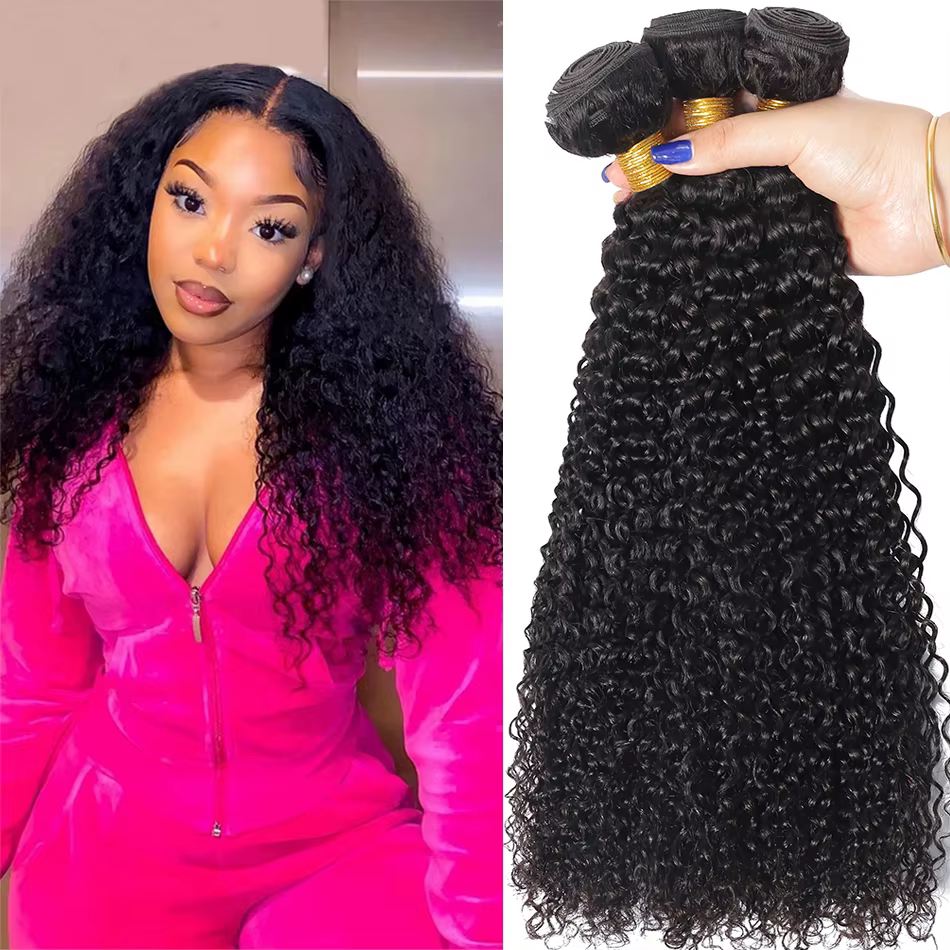 Extensions de Cheveux Humains Indiens Afro Kinky Curly, 1/3/4 Pièces, Cheveux Vierges Non Traités, T