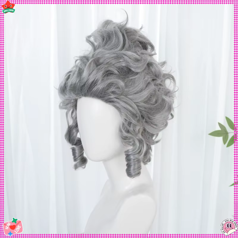 Perruque de Cosplay du film Marie Antoinette, cheveux bouclés de Style Rococo gris argenté pour fête