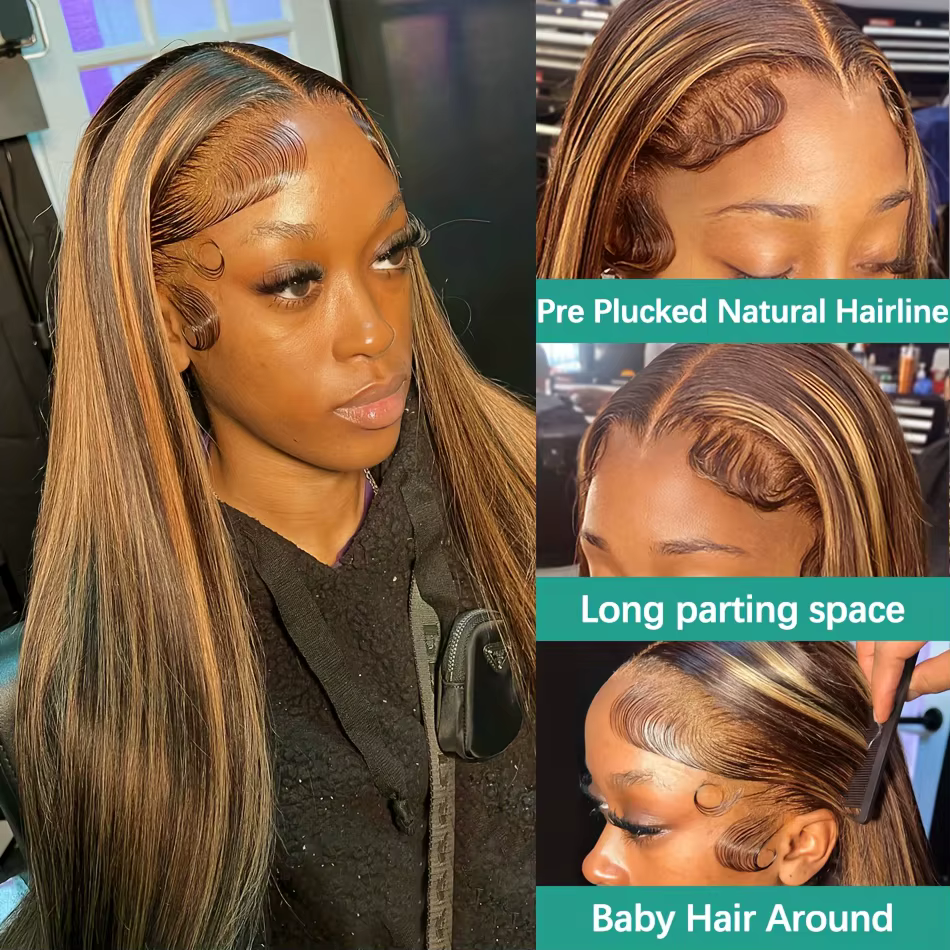 4/27 mettre en évidence les perruques colorées 13X6 Hd dentelle frontale perruque cheveux humains os