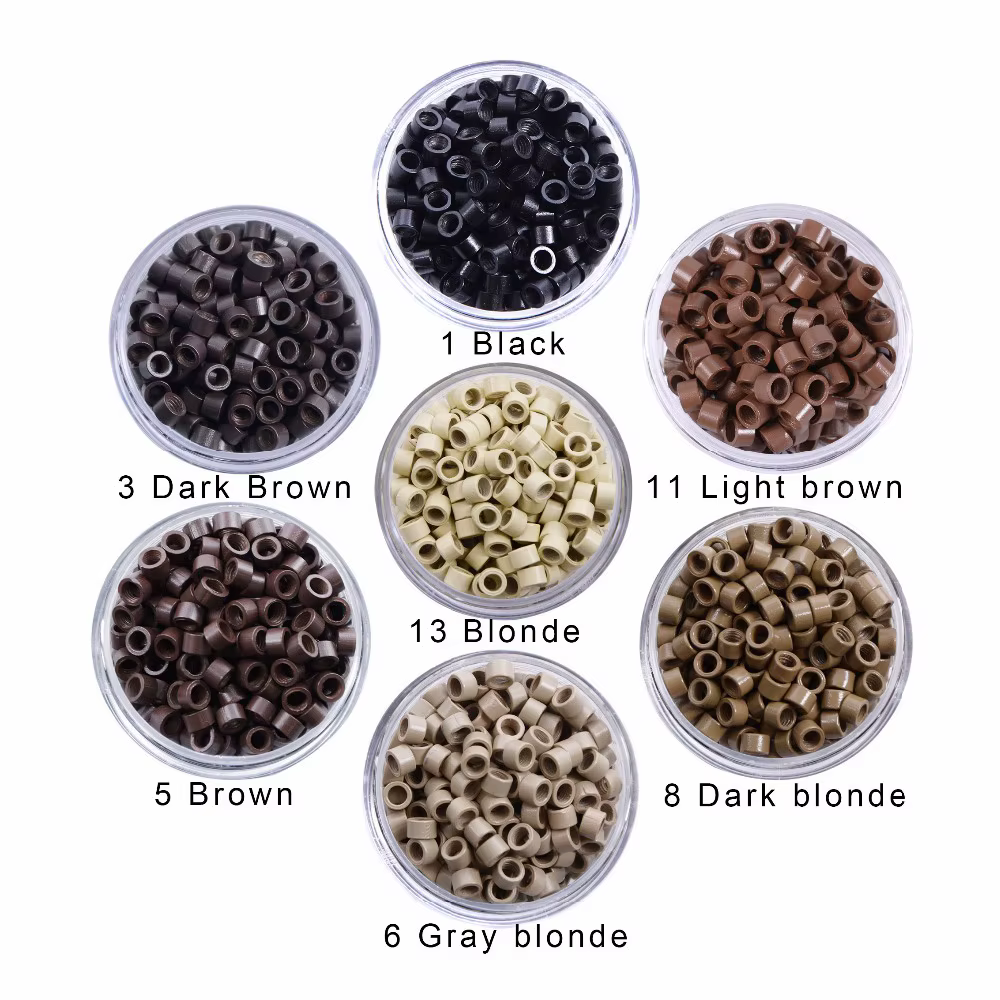 1000 pièces 4.0mm Extension de cheveux Microringe Micro maillons anneaux perles liens avec vis filet