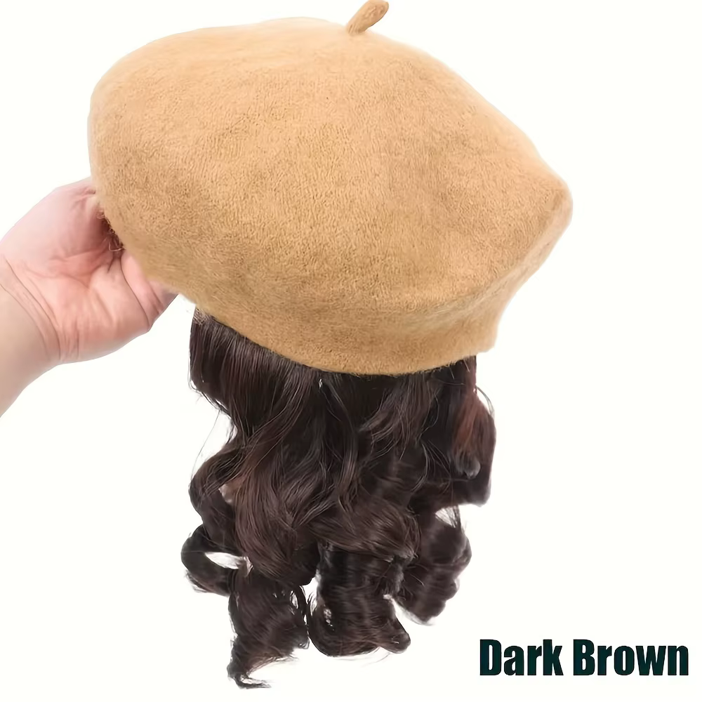 Perruque élégante pour femme avec chapeau béret et cheveux synthétiques courts bouclés - Polyvalente