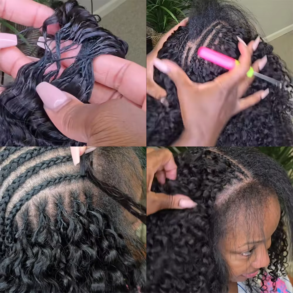 Extensions de cheveux humains bouclés au crochet 12A, petites spirales, boucles profondes Pixie, che