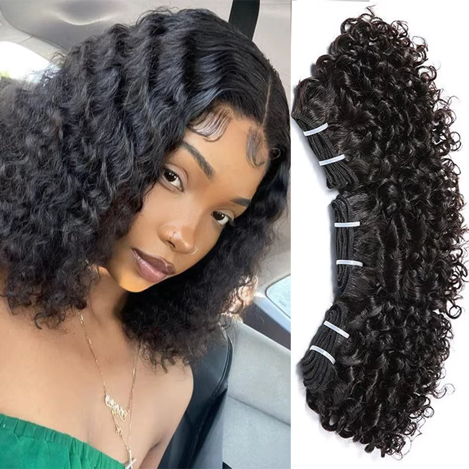Tissage en lot brésilien 100% naturel Remy, cheveux crépus bouclés, Extensions de cheveux, 1/3/6 piè