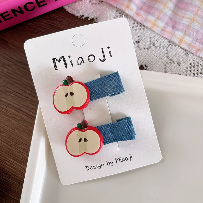 Pinces à cheveux en Denim et tissu avec nœud mignon, 5 pièces, avec boutons d'amour, Clips latéraux