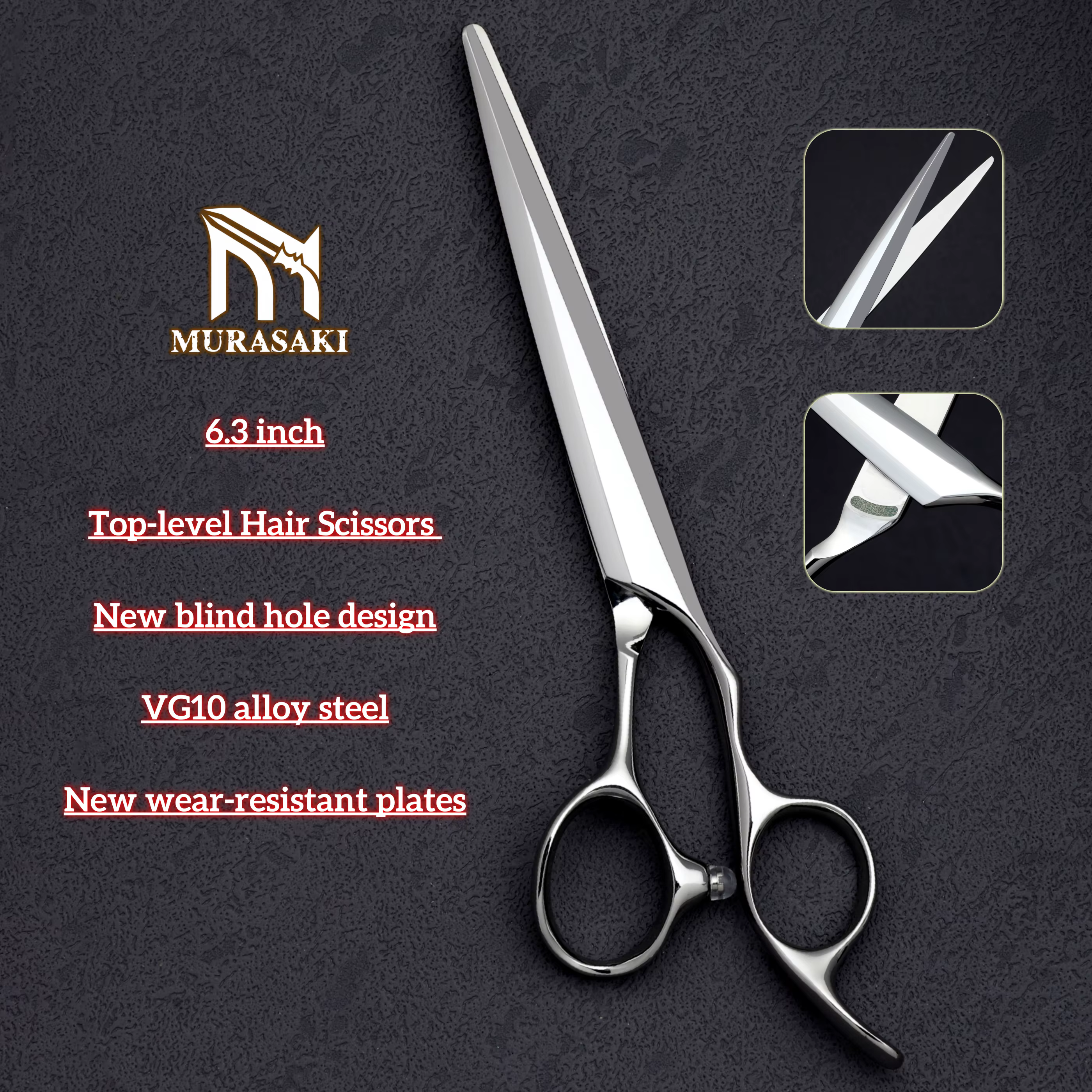MURASAKI – ciseaux à cheveux professionnels de 6.3 pouces, nouveaux ciseaux de coiffeur de conceptio