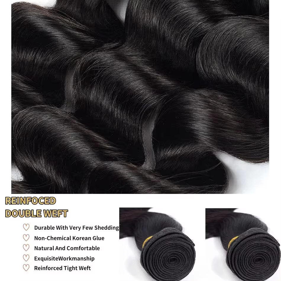 Extensions de Cheveux Humains Naturels Bruts 16A, Ondulés, Non Traités, 30-40 Pouces, 3 ou 4 Paquets