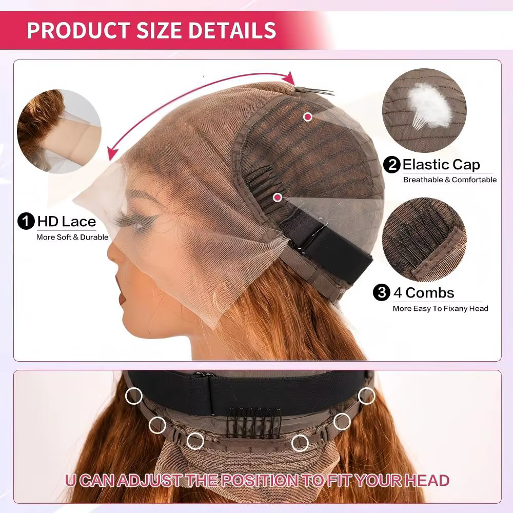 Perruque en cheveux humains blond miel avec mèches, ondulée, avec dentelle frontale, en promotion, s