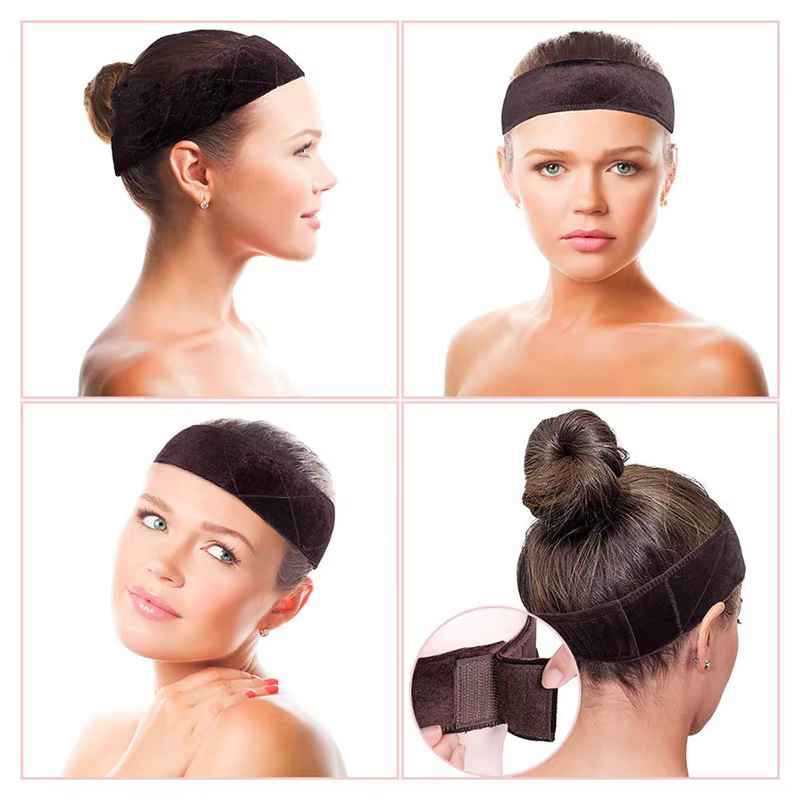 5.5cm de largeur anti-dérapant perruque Grip bandeau doux velours bandeau pour perruque Fastern régl