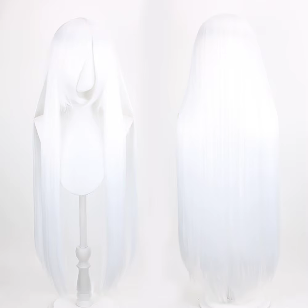 Perruques droites blanches longues de 40 pouces, 100cm, perruques de jeu de rôle de Cosplay pour fem