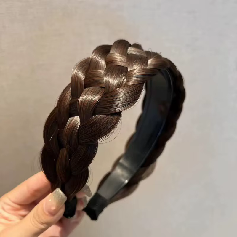 Femmes torsion tresse bandeaux 4.5 cm largeur mode large synthétique perruque bandeaux élastique rég
