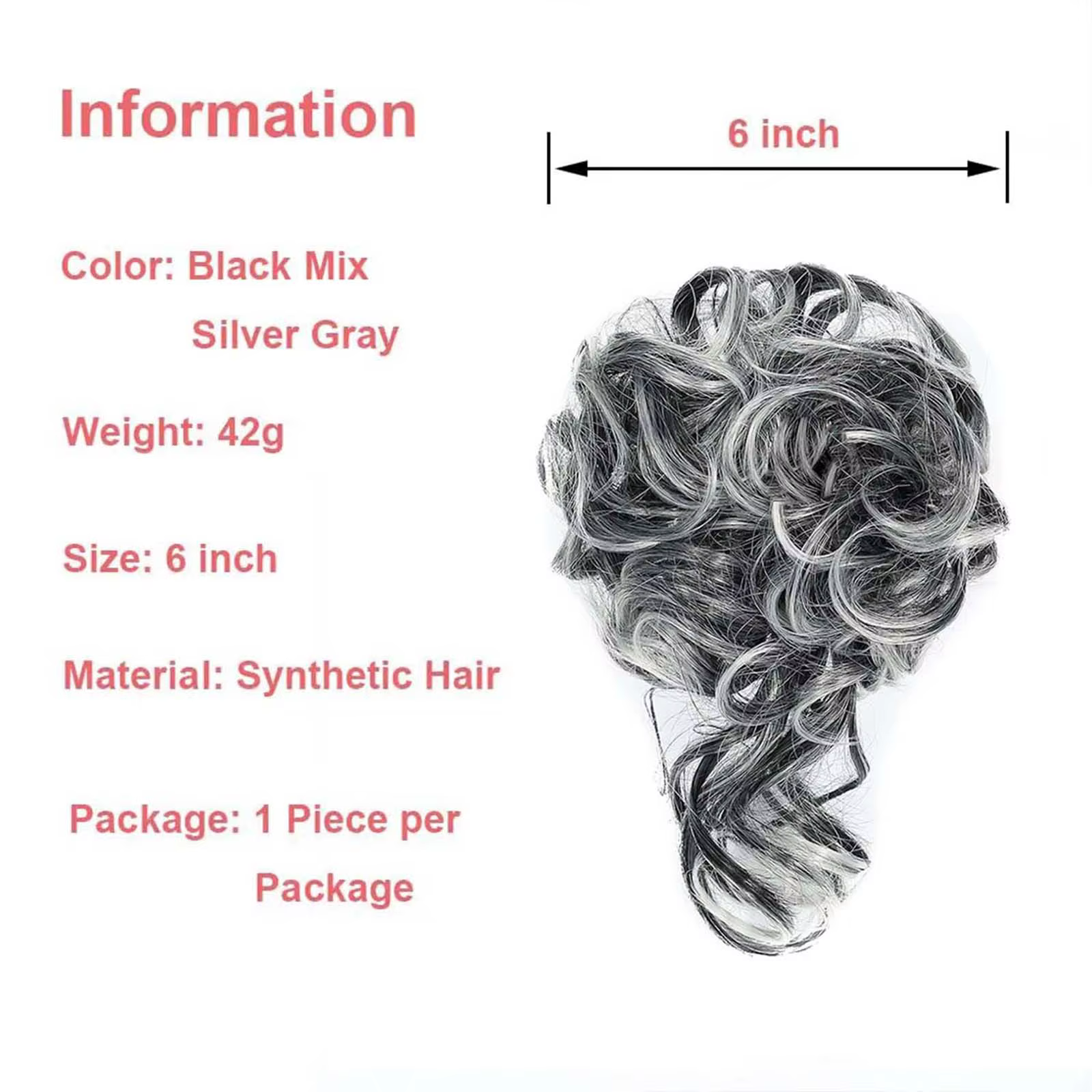 Chignon synthétique en désordre, Extension de chignons ébouriffés, bandeau élastique, pièces de chev