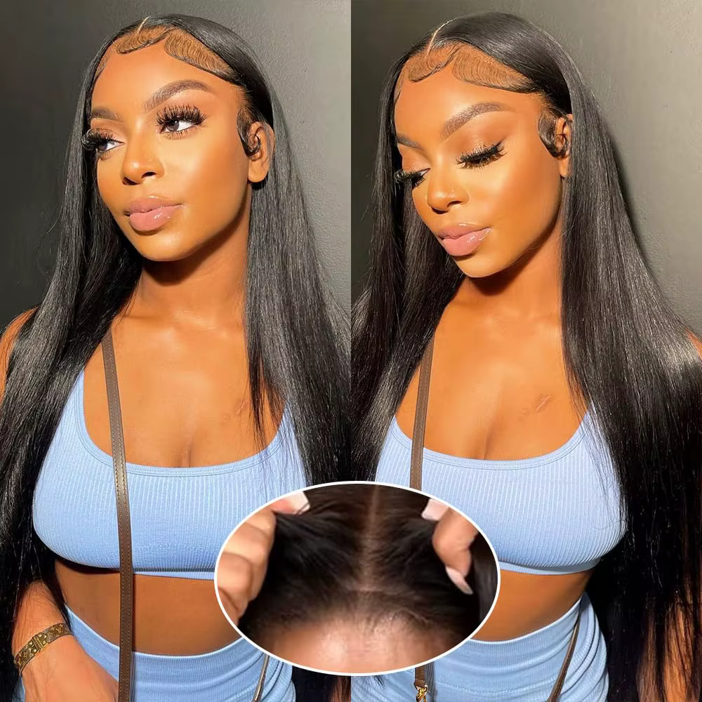 Perruques Bling Hair 6x4 sans colle, lisses, en cheveux humains, pré-coupées, avec dentelle HD, pour