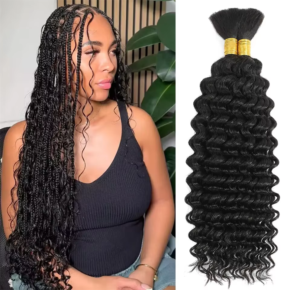 Mèches de cheveux humains Ombré 100g pour tresses bohèmes, sans trame, ondulées profondes, bouclées,