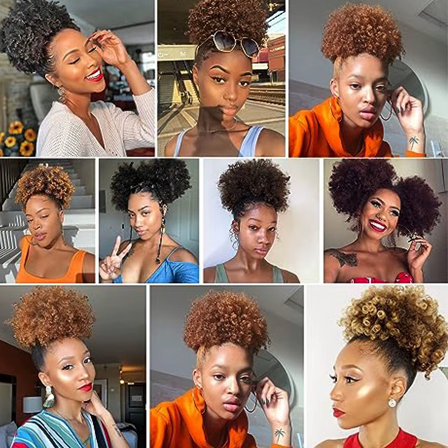 Extensions synthétiques queue de cheval Afro avec cordon de serrage, 10 pouces, pour femmes noires,