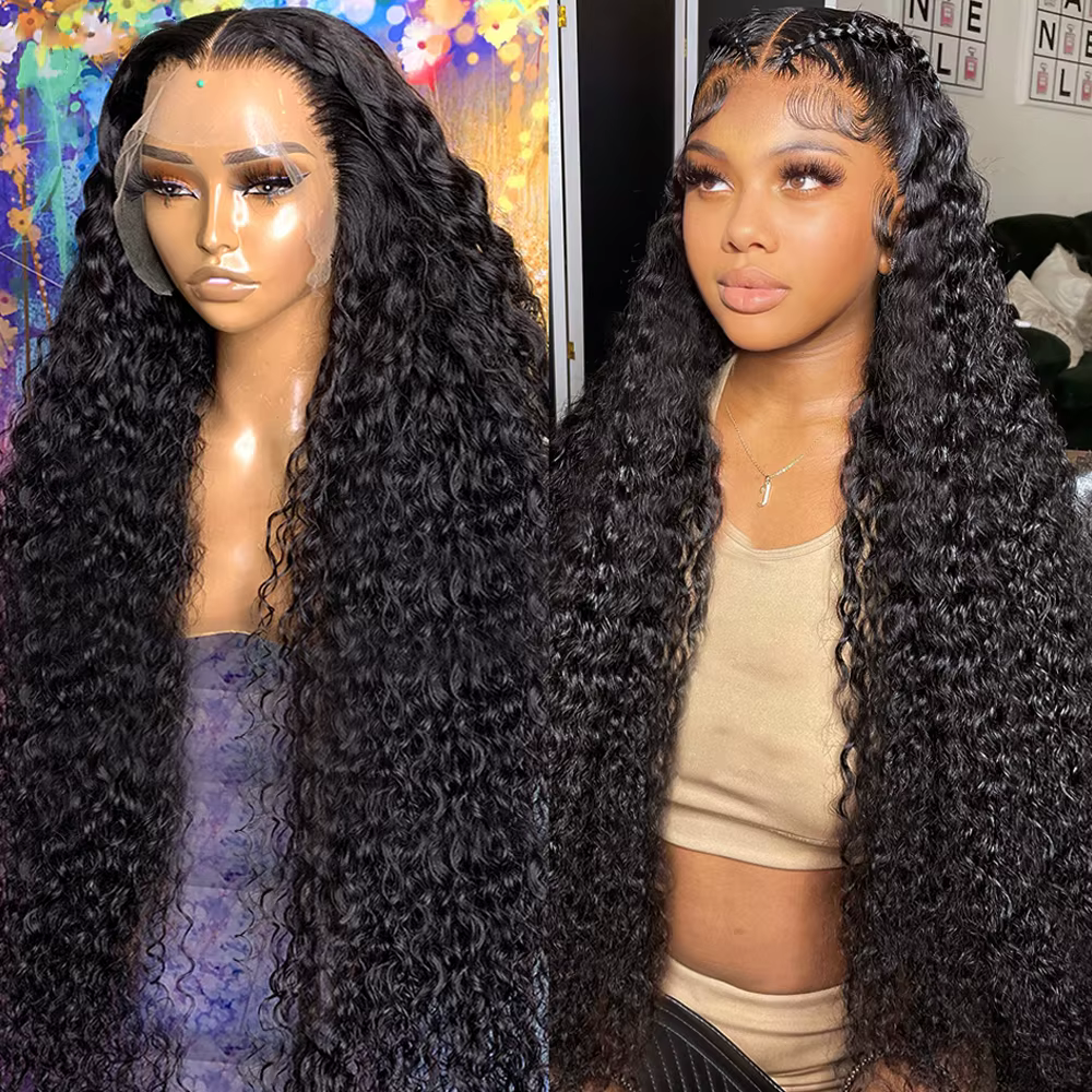 Perruque Lace Front Wig Deep Wave sans colle transparente HD, perruque Frmetals, pre-à-porter, ferme