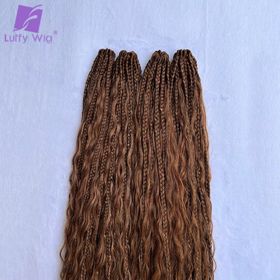 Tresses Boho au Crochet pour Femme, Cheveux Humains Bouclés, Extrémités Complètes, Tressage Pré Bouc