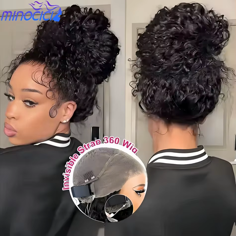 Perruque 360 Full Lace en Cheveux Humains Pré-Pluckée HD Densité 250, Perruques Frontales 360 Lace B