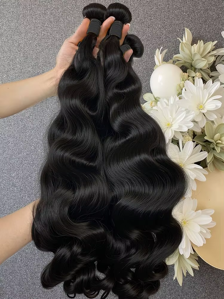Paquets de vague de corps cheveux humains couleur noire naturelle paquet de vague de corps 30 32 34