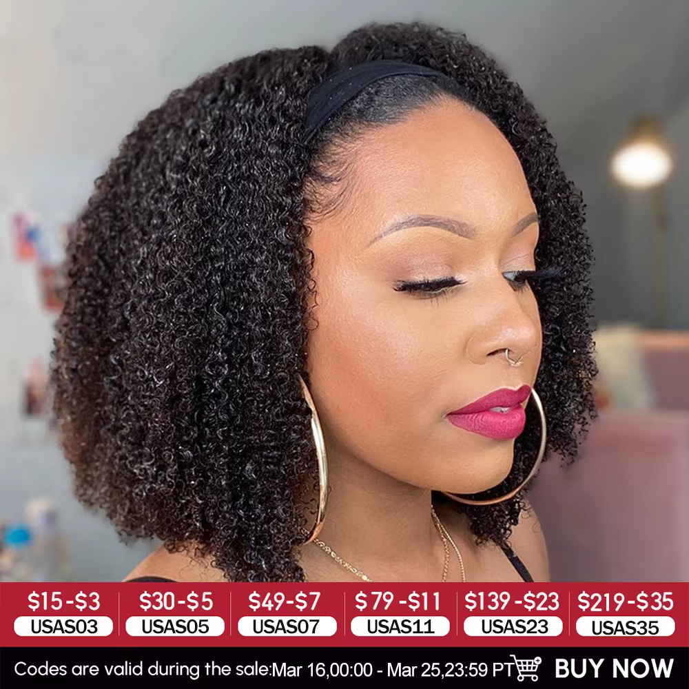 YARRA-Perruque Brésilienne Naturelle Remy, Cheveux Crépus Bouclés, Afro, Fait à la Machine, Densité 