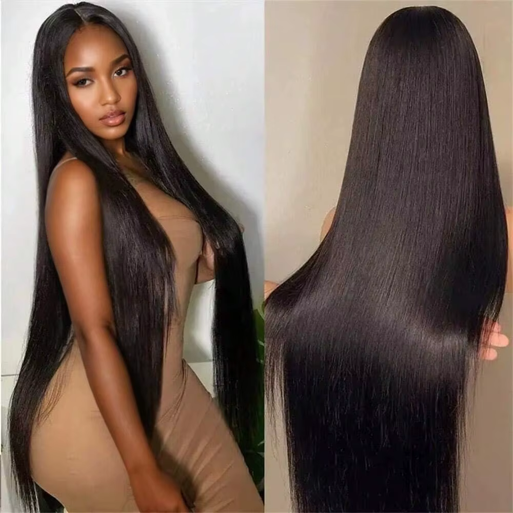 Perruque brésilienne Remy ultra-lisse haute densité 250% 42 pouces 13x6 5x5 Lace avec ligne de cheve