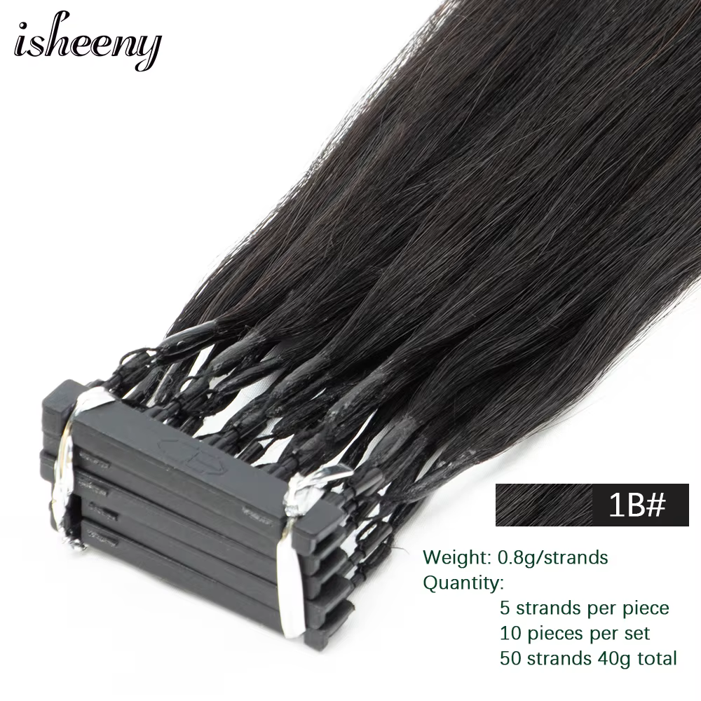 Isheeny – Extensions de cheveux pièces/ensemble naturels, 40-50cm, 6D, deuxième génération, 10 100% 