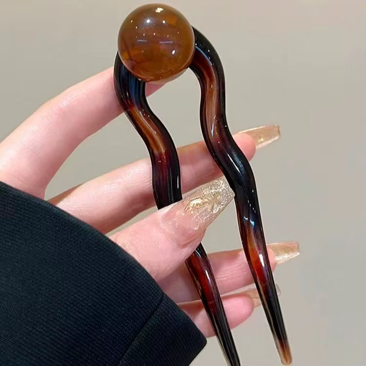 Bâtonnets de cheveux en perles, épingle à cheveux en forme de U pour femme, tête de boulette de vian